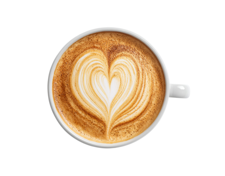 Cappuccino with Heart Latte Art isolated on a transparent background - Powered by Adobe