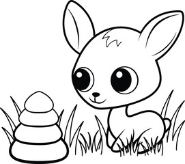 Cute Cartoon Fawn and Baby Deer Drawing for Children's Coloring Activity