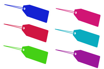 Blank Blue, pink, c green, Red multi colours Price Tag with String