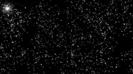 Christmas background with light and snowflakes falling down, stars, snowflakes.