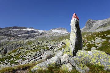 Wegmarkierung beim Stubacher Sonnblick, Salzburg