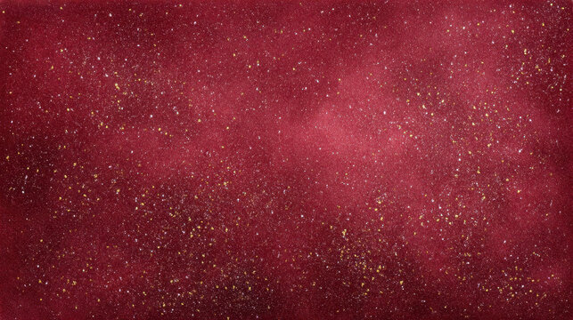 Red glitter background with gold fleck texture and soft bokeh lighting creating festive shimmer and warm holiday atmosphere - Powered by Adobe