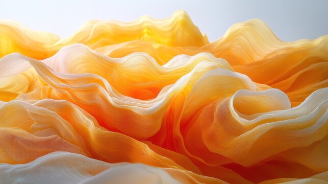 Abstract, billowing fabric with gradients of white and yellow