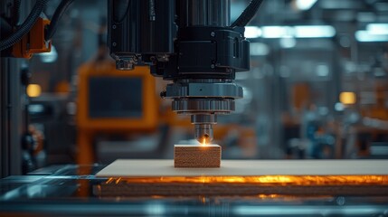 CNC machine precisely cuts block in industrial setting