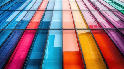 Colorful rectangular panels in a grid form an abstract composition