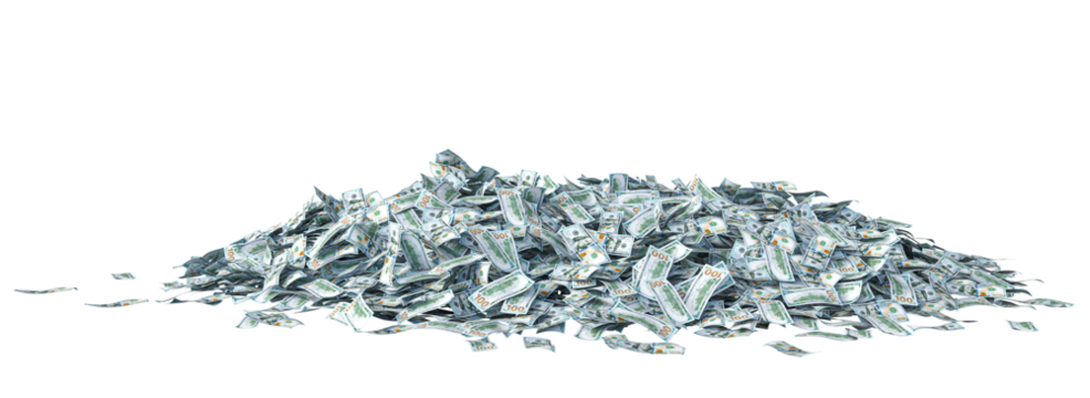 Us dollars 3d pile transparent background