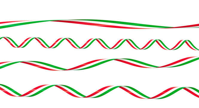 Italian flag ribbons waving 3d transparent background - Powered by Adobe
