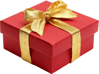 Obraz premium Elegant Red Gift Box Adorned with a Luxurious Golden Ribbon for Special Occasions