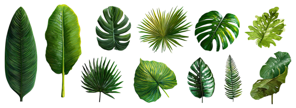 Collection of various tropical leaves (1)