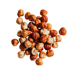 Fototapeta premium Png of pile of whole hazelnuts isolated on transparent background, perfect for healthy snacking and culinary creations