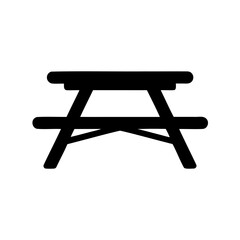 Picnic table icon silhouette; outdoor park furniture Vector, illustration