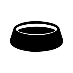 Simple black silhouette icon of an empty pet food bowl Vector, illustration