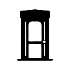 Minimalist black silhouette icon of an old arched door Vector, illustration