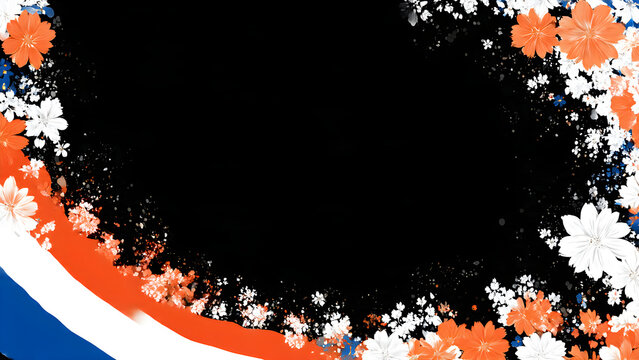 a black and white independence day with floral and flower abstract