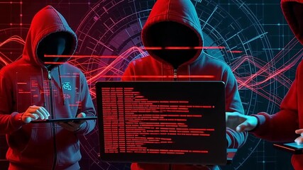 Cybersecurity threat hackers coding attack network security data breach online safety digital crime - Powered by Adobe