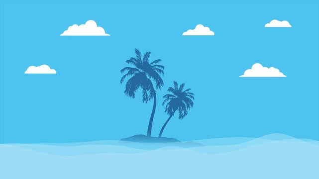 Remote island with palm trees