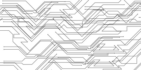 Obraz premium Abstract circuit board technology background with hi-tech communication data connection system isolated lines design, technology with circuit board texture creative electronic motherboard design.