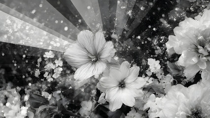 a black and white independence day with floral and flower abstract
