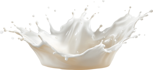 Dynamic Milk Splash Captured in Mid-Air Against a Clean White Background