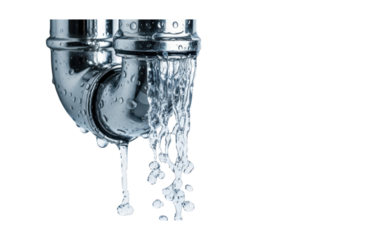 A closeup of a chrome plumbing fixture with water cascading down, showcasing the beauty of water flow and the functionality of plumbing systems against an isolated on transparent background