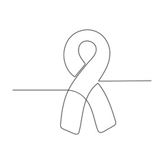 Continuous one line drawing of breast cancer awareness ribbon. One line drawing illustration of breast cancer. 