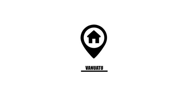 Vanuatu Location Pin Icon with House Symbol and Text map marker house icon