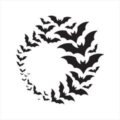 Fototapeta premium Flying Bats Circle Silhouette – Bat Swarm Shape Design