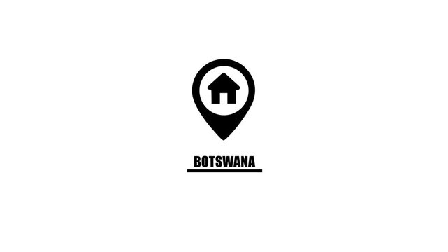 Botswana Location Icon with House Symbol and Text map pin home