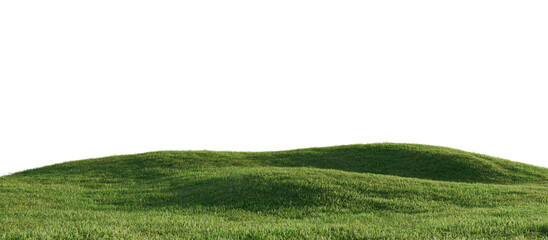 Hills with grass on a transparent background. 3D rendering.	
