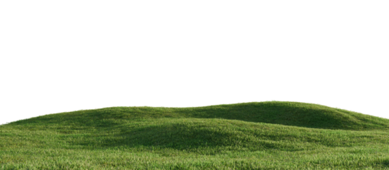 Hills with grass on a transparent background. 3D rendering.	
