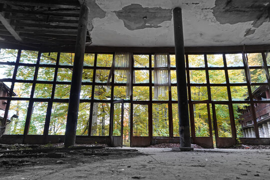 Lost place - desolate hotel lobby