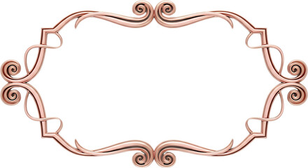 Elegant ornate metallic frame with intricate scrollwork, perfect for luxurious invitations, wedding designs, and sophisticated graphic projects demanding classic beauty and refined artistry