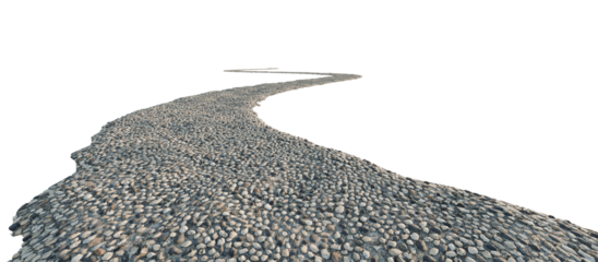 Curved rocky path on transparent background. 3D rendering.