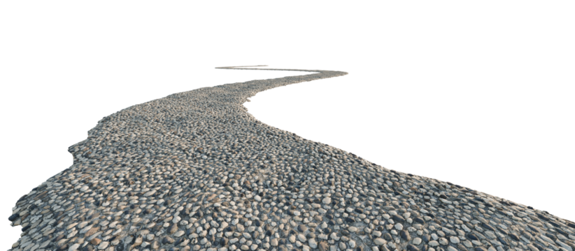 Curved rocky path on transparent background. 3D rendering.