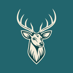 unique deer circular logo design icon, deer head circular icon, geometric deer logo concept, rain deer illustration
