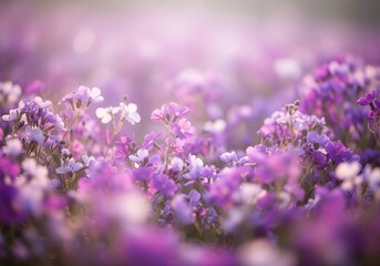 Fototapeta premium Soft Focus Purple and White Flowers in Sunlight