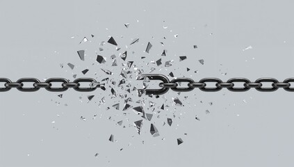 Breaking free: A chain link shatters under pressure