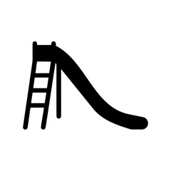 Simple black playground slide icon for youthful playing Vector, illustration