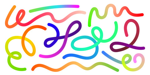 Colorful wavy ribbons twist into spirals with bright neon hues. Dynamic 3D curves and fluid shapes perfect for summer posters, tech graphics, or celebration designs with style.
