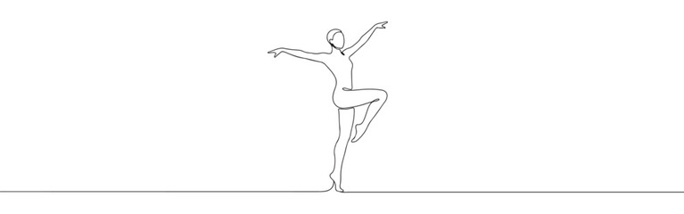 A continuous one-line drawing of dancer in an elegant pose, capturing grace and movement against a white background