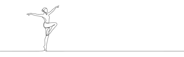 A continuous one-line drawing of dancer in an elegant pose, capturing grace and movement against a white background