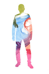 Silhouette of a standing man made with a plastic bag