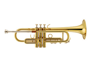 Obraz premium Golden trumpet isolated on transparent background