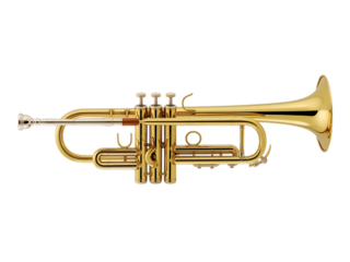 Golden trumpet isolated on transparent background