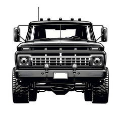 Heavy-duty truck silhouette front view isolated on transparent background