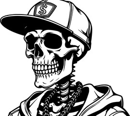 Skeleton Gangster Noir Illustration