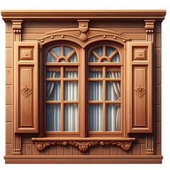 Home wooden window illustration isolated on transparent background