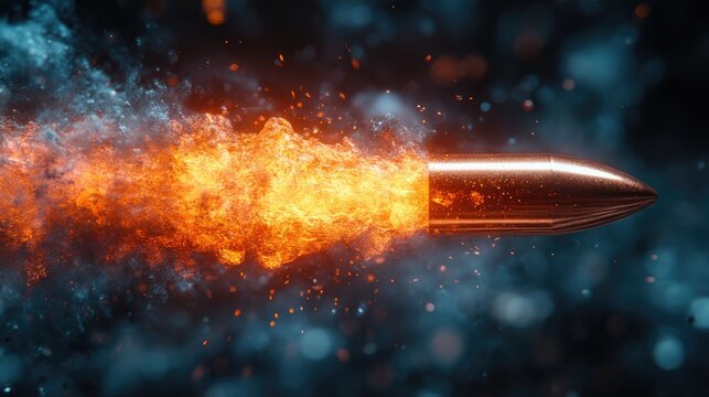A bullet in motion, showcasing speed and energy in ballistics