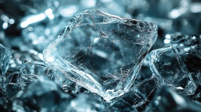A bunch of broken glass pieces