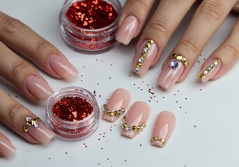 set for decoration of manicure. on a white background